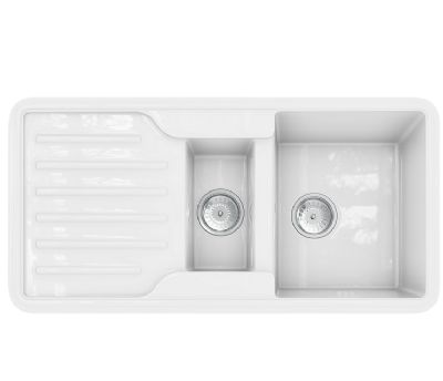 ELLSI COMITE TRADITIONAL GLOSS WHITE 1.5 BOWL & DRAINER SINK, PDT-000465