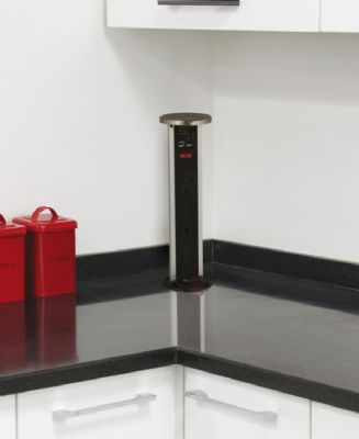 HAFELE VERTICAL POWERDOCK BLACK & ALUMINIUM with STAINLESS STEEL TOP COVER, IP54 RATED, 3 x 13 AMP SOCKETS, 2 x USB CONNECTORS, 822.71.022 HAFELE VERTICAL POWERDOCK BLACK & ALUMINIUM with STAINLESS STEEL TOP COVER, IP54 RATED, 3 x 13 AMP SOCKETS, 2 x USB CONNECTORS, 822.71.022
