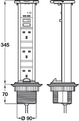 HAFELE VERTICAL POWERDOCK BLACK & ALUMINIUM with STAINLESS STEEL TOP COVER, IP54 RATED, 3 x 13 AMP SOCKETS, 2 x USB CONNECTORS, 822.71.022 *SPECIAL OFFER* HAFELE VERTICAL POWERDOCK BLACK & ALUMINIUM with STAINLESS STEEL TOP COVER, IP54 RATED, 3 x 13 AMP SOCKETS, 2 x USB CONNECTORS, 822.71.022 *SPECIAL OFFER*