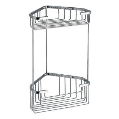 ORIGINS LIVING GEDY CHROME BATHROOM DOUBLE CORNER DEEP SHOWER BASKET, 2482-13