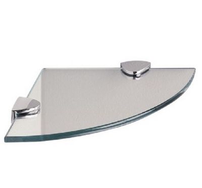 MILLER CLASSIC CHROME BATHROOM QUADRANT CORNER CLEAR GLASS SHELF, 292320 (P2G)