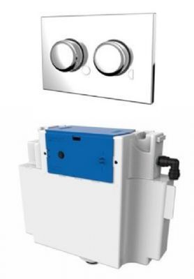 THOMAS DUDLEY VANTAGE CHROME DUAL FLUSH CONCEALED PNEUMATIC CISTERN with POLYSTYRENE INSULATION JACKET & PEARL PALM PUSH PLATE, 326680