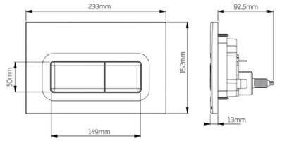 THOMAS DUDLEY REEF BRUSHED NICKEL VANTAGE/MINIFLO DUAL FLUSH 232mm x 152mm x 13mm PUSH PLATE, 373567 THOMAS DUDLEY REEF BRUSHED NICKEL VANTAGE/MINIFLO DUAL FLUSH 232mm x 152mm x 13mm PUSH PLATE, 373567