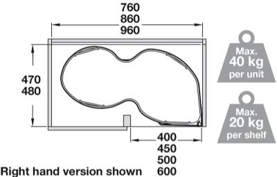HAFELE CORNER PULL OUT SHELVING UNIT for 900mm BASE/450mm DOOR L/H, 549.42.346 HAFELE CORNER PULL OUT SHELVING UNIT for 900mm BASE/450mm DOOR L/H, 549.42.346