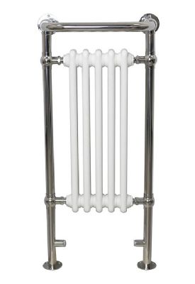 ULTRAHEAT BUCKINGHAM POLISHED STEEL & WHITE BATHROOM H951mm x W438mm TRADITIONAL TOWEL WARMER, 5BEP