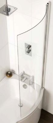 EASTBROOK CHROME/SILVER/POLISHED SHOWERBATH 'C' SHAPED CURVED 5mm GLASS SHOWER SCREEN L/H or R/H, 69.0139 (EB)