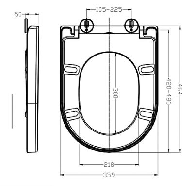 TAILORED DEE WHITE 'D' SHAPED SOFT CLOSE TOP/BOTTOM FIX TOILET SEAT, 6102 TAILORED DEE WHITE 'D' SHAPED SOFT CLOSE TOP/BOTTOM FIX TOILET SEAT, 6102