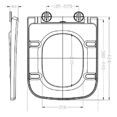 TAILORED T20 WHITE SQUARE SHAPED SOFT CLOSE TOP/BOTTOM FIX TOILET SEAT, 6103 TAILORED T20 WHITE SQUARE SHAPED SOFT CLOSE TOP/BOTTOM FIX TOILET SEAT, 6103