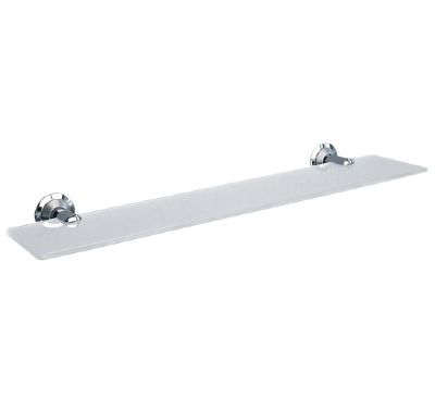MILLER METRO SATIN CHROME & CHROME BATHROOM 50cm FROSTED GLASS SHELF, 6302C-S