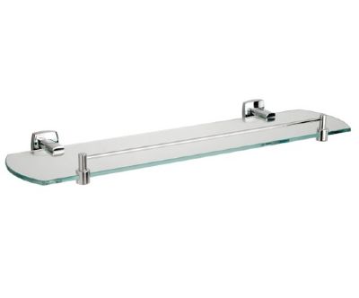 MILLER DENVER CHROME BATHROOM 50cm CLEAR GLASS GALLERY/GUARD RAIL SHELF, 6402C