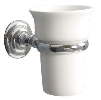 MILLER RICHMOND CHROME BATHROOM WHITE CERAMIC TUMBLER HOLDER, 6603C (P2G)