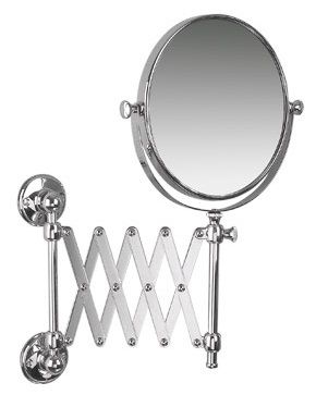 MILLER STOCKHOLM CHROME BATHROOM EXTENDING REVERSIBLE MAGNIFYING ROUND WALL MOUNTED SWIVEL MIRROR, 680C-X5