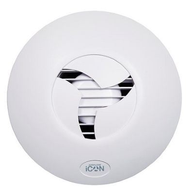 AIRFLOW ICON 15 LOW ENERGY WHITE AUTOMATIC 10cm BATHROOM AXIAL EXTRACTOR FAN, 72683501