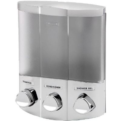 BETTER LIVING PRODUCTS TRIO SATIN SILVER/TRANSLUCENT TRIPLE CORNER/WALL DISPENSER, 76334 (P2G)