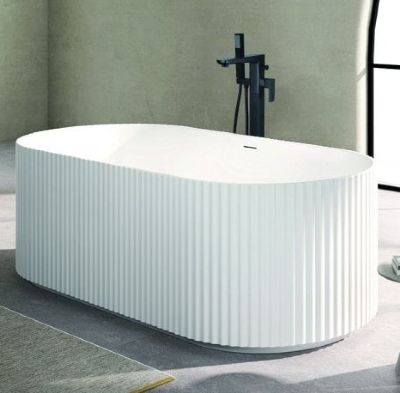 TAILORED FLAUTO MODERN WHITE 1700mm x 800mm FREESTANDING FLUTED BATH with WASTE, 8003