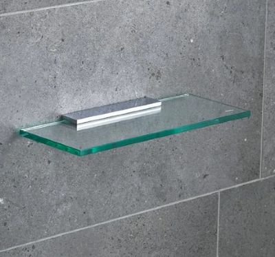 MILLER CLASSIC CHROME BATHROOM 30cm STRAIGHT CLEAR GLASS SHELF, 810230/8102C