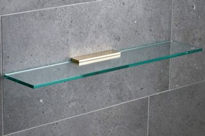 MILLER CLASSIC POLISHED UNTREATED BRASS BATHROOM 60cm STRAIGHT CLEAR GLASS SHELF, 810260/8102MP