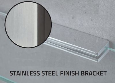 MILLER CLASSIC STAINLESS STEEL BATHROOM 40cm STRAIGHT CLEAR GLASS SHELF, 810240/8102BN MILLER CLASSIC STAINLESS STEEL BATHROOM 40cm STRAIGHT CLEAR GLASS SHELF, 810240/8102BN