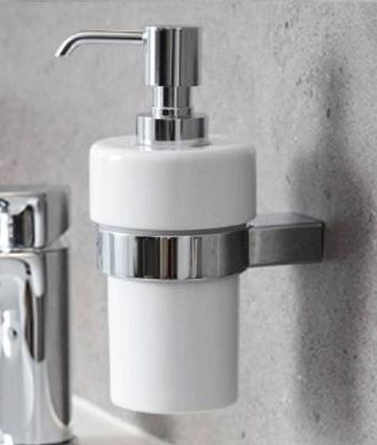 MILLER BOSTON CHROME BATHROOM WHITE CERAMIC LOTION BOTTLE, 8134C