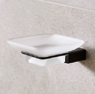 MILLER MIAMI MATT BLACK BATHROOM FROSTED GLASS SOAP DISH, 8404B (P2G)