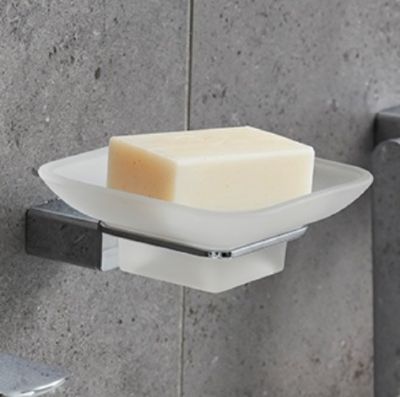 MILLER MIAMI CHROME BATHROOM FROSTED GLASS SOAP DISH, 8404C (P2G)