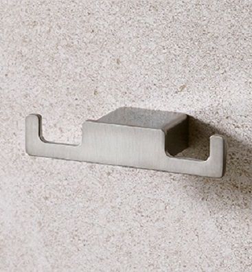 MILLER MIAMI BRUSHED NICKEL BATHROOM DOUBLE ROBE HOOK, 8412BN