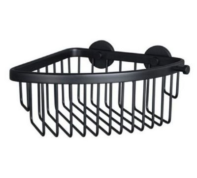 MILLER CLASSIC MATT BLACK BATHROOM GLUEABLE CORNER BASKET with HOOK, 856B/BG1 MILLER CLASSIC MATT BLACK BATHROOM GLUEABLE CORNER BASKET with HOOK, 856B/BG1