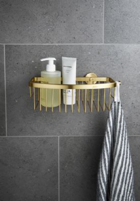 MILLER CLASSIC BRUSHED LACQUERED BRASS BATHROOM GLUEABLE D-SHAPED BASKET with HOOK, 866MP1/MP1G1 MILLER CLASSIC BRUSHED LACQUERED BRASS BATHROOM GLUEABLE D-SHAPED BASKET with HOOK, 866MP1/MP1G1