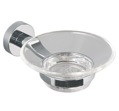 MILLER BOND CHROME BATHROOM CLEAR GLASS WALL SOAP DISH, 8704C (P2G)
