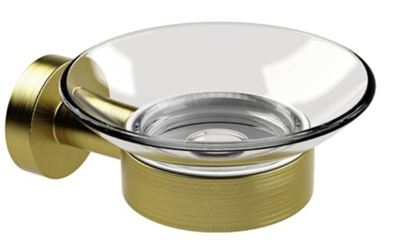 MILLER BOND BRUSHED BRASS BATHROOM CLEAR GLASS SOAP DISH, 8704MP1 (P2G)