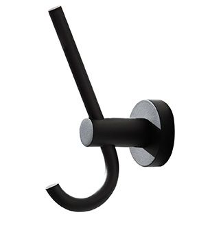 MILLER BOND MATT BLACK BATHROOM DOUBLE ROBE HOOK, 8712B (P2G)