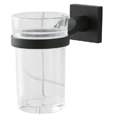 MILLER ATLANTA MATT BLACK BATHROOM CLEAR GLASS TUMBLER HOLDER, 8803B (P2G)