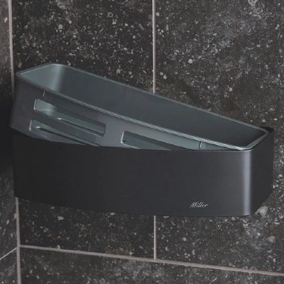 MILLER CLASSIC MATT BLACK BATHROOM D-SHAPED BASKET with REMOVABLE TRAY, 880B (P2G) MILLER CLASSIC MATT BLACK BATHROOM D-SHAPED BASKET with REMOVABLE TRAY, 880B (P2G)