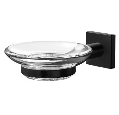 MILLER ATLANTA MATT BLACK BATHROOM CLEAR GLASS SOAP DISH, 8804B (P2G)