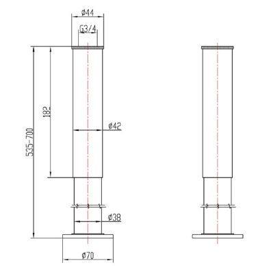 EASTBROOK CHROME ADJUSTABLE STAND PIPES for CONCEALING WATER SUPPLY, 98.0013 EASTBROOK CHROME ADJUSTABLE STAND PIPES for CONCEALING WATER SUPPLY, 98.0013