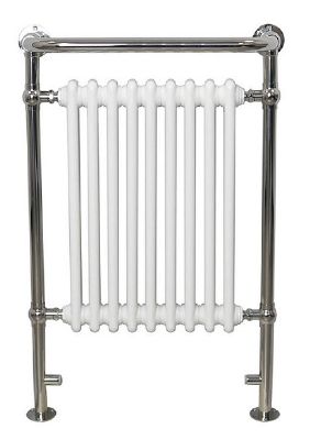 ULTRAHEAT BUCKINGHAM POLISHED STEEL & WHITE BATHROOM H951mm x W620mm TRADITIONAL TOWEL WARMER, 9BEP