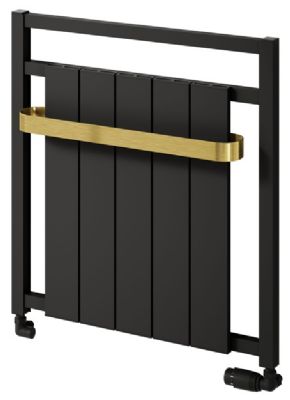REINA NEWBURY MATT BLACK/GOLD ALUMINIUM DESIGNER TOWEL WARMER H705mm x W675mm, A-NBY7067G *SPECIAL OFFER*