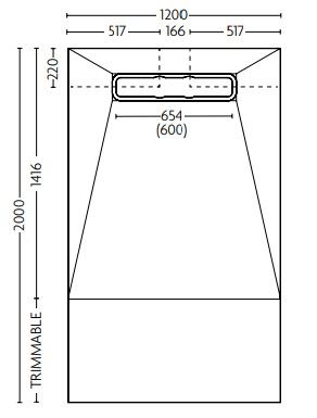 IMPEY AQUA-DEC LINEAR 4 WETROOM FLOOR FORMER 2000mm x 1200mm with TRIMMABLE REGION for TILED FLOORS, AD4L2012 IMPEY AQUA-DEC LINEAR 4 WETROOM FLOOR FORMER 2000mm x 1200mm with TRIMMABLE REGION for TILED FLOORS, AD4L2012