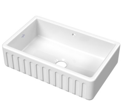 BC SANITAN WHITE BUTLER FIRECLAY SINK FLUTED/RIBBED with CENTRAL WASTE & OVERFLOW - W795 x D500 x H220mm, BCSUFAGA32 (UF)