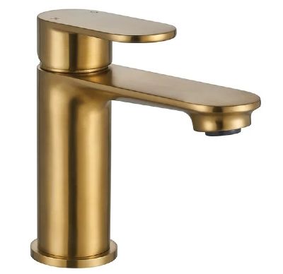 EVO RIPLEY BRUSHED BRASS SINGLE LEVER MONO BASIN MIXER TAP WITH CLICK CLACK/PUSH BUTTON WASTE, BTAP0602BB