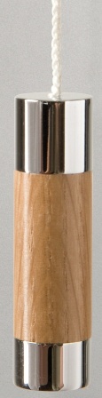 MILLER CLASSIC CHROME & SOLID NATURAL OAK BATHROOM CYLINDRICAL LIGHT PULL, 696C