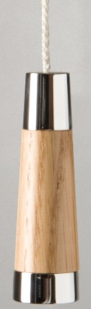 MILLER CLASSIC CHROME & SOLID NATURAL OAK BATHROOM CONICAL LIGHT PULL, 697C