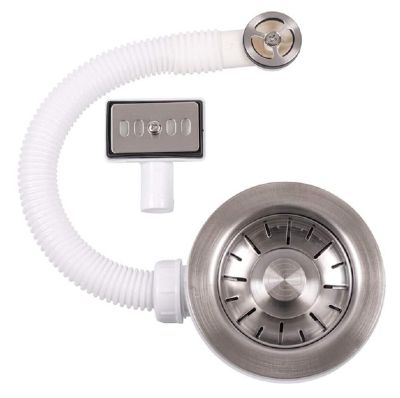 CAPLE BRUSHED STEEL 90mm BASKET STRAINER WASTE with ROUND & RECTANGULAR OVERFLOW OPTIONS for CERAMIC/BELFAST SINKS, CPK551