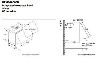 BOSCH SERIE 2 METALLIC SILVER INTEGRATED EXTRACTOR 60cm WIDE HIGH EXTRACTION RATE, DEM66AC00B (BSH) BOSCH SERIE 2 METALLIC SILVER INTEGRATED EXTRACTOR 60cm WIDE HIGH EXTRACTION RATE, DEM66AC00B (BSH)
