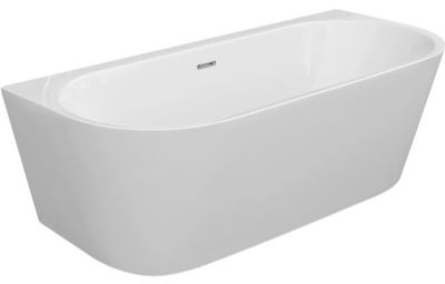 AQUACITY DURHAM MODERN BACK TO WALL WHITE 1500mm x 750mm FREESTANDING BATH with WASTE, AC0084