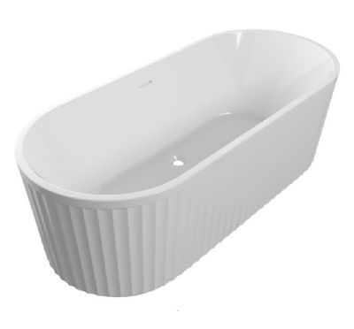 AQUACITY SALISBURY FLUTED MODERN WHITE 1700mm x 750mm FREESTANDING BATH with WASTE, AC0090