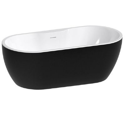 AQUACITY PLYMOUTH MODERN BLACK & WHITE 1650mm x 745mm FREESTANDING BATH with WASTE, AC0780 *SPECIAL OFFER*