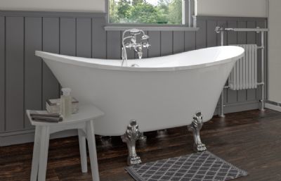 AQUACITY CANTERBURY CLASSIC 0-Tap Hole WHITE 1770mm x 705mm FREESTANDING BATH Including Chrome Lion Feet, AC0022 AQUACITY CANTERBURY CLASSIC 0-Tap Hole WHITE 1770mm x 705mm FREESTANDING BATH Including Chrome Lion Feet, AC0022