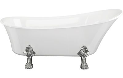 AQUACITY SALFORD SLIPPER CLASSIC 0-Tap Hole WHITE 1620mm x 710mm FREESTANDING BATH Including Chrome Lion Feet & Waste, AC0024