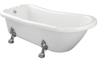 AQUACITY DONCASTER SLIPPER CLASSIC 2-Tap Hole WHITE 1530mm x 670mm FREESTANDING BATH Including Chrome Lion Feet, AC2014 AQUACITY DONCASTER SLIPPER CLASSIC 2-Tap Hole WHITE 1530mm x 670mm FREESTANDING BATH Including Chrome Lion Feet, AC2014